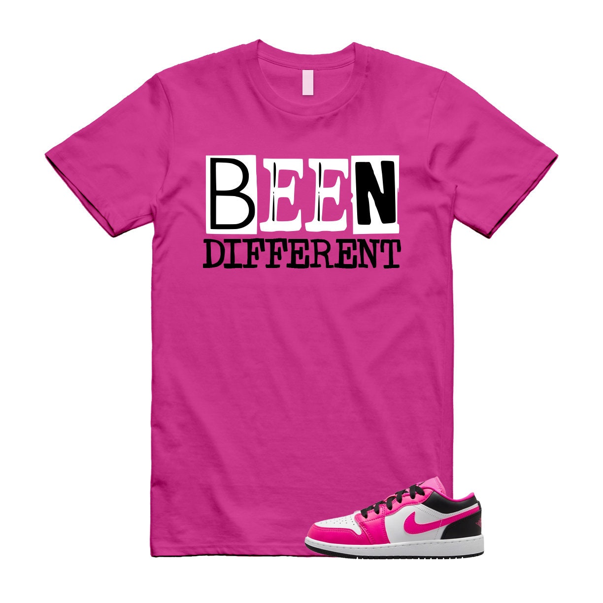 BEEN T Shirt to match J 1 Low Fierce Pink Black White Hoodie