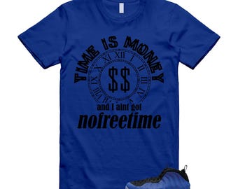 Foamposite Deep Royal Blue Black Air One T Shirt Match FREE TIME