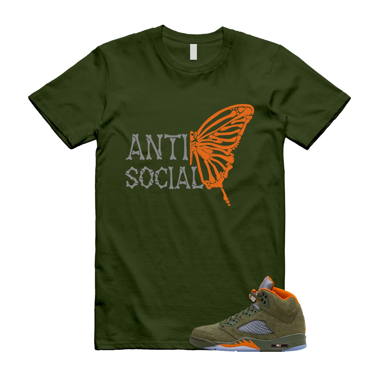5 Olive Army Solar Orange Black Retro T Shirt Match ASB
