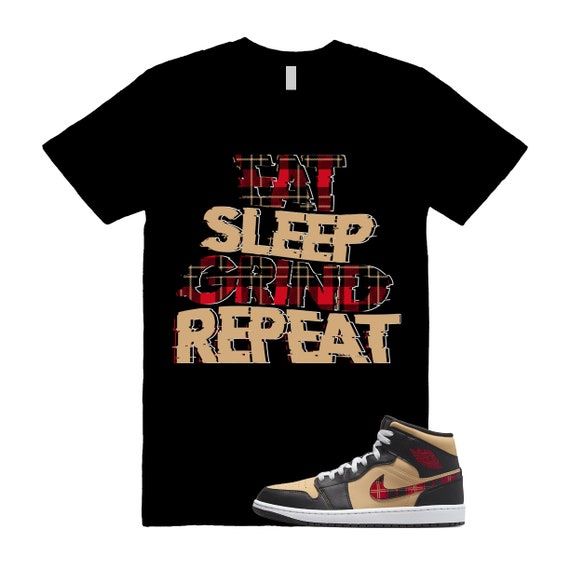 ESGR T Shirt to Match J 1 Mid Tartan Tan Black Red Plaid Sesame Fire Hoodie Etsy