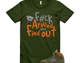 5 Olive Army Solar Orange Black Retro T Shirt Match FCK