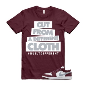 Bordeaux 1 Kastanienbraun Kirschholz Tief Rot Weiß Zement Grau-Wein-T-Shirt Spiel TUCH