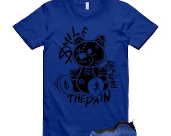 Foamposite Deep Royal Blue Black Air One T Shirt Match SM2