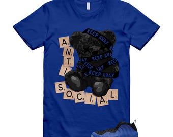 Foamposite Deep Royal Blue Black Air One T Shirt Match ANTI