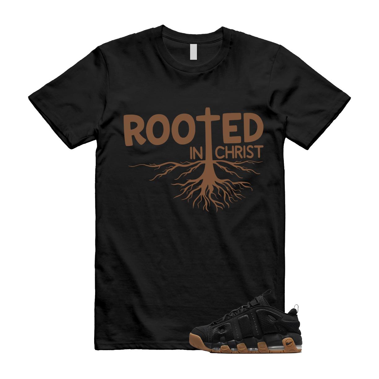 Uptempo Black Gum Air More T Shirt Match ROOTED