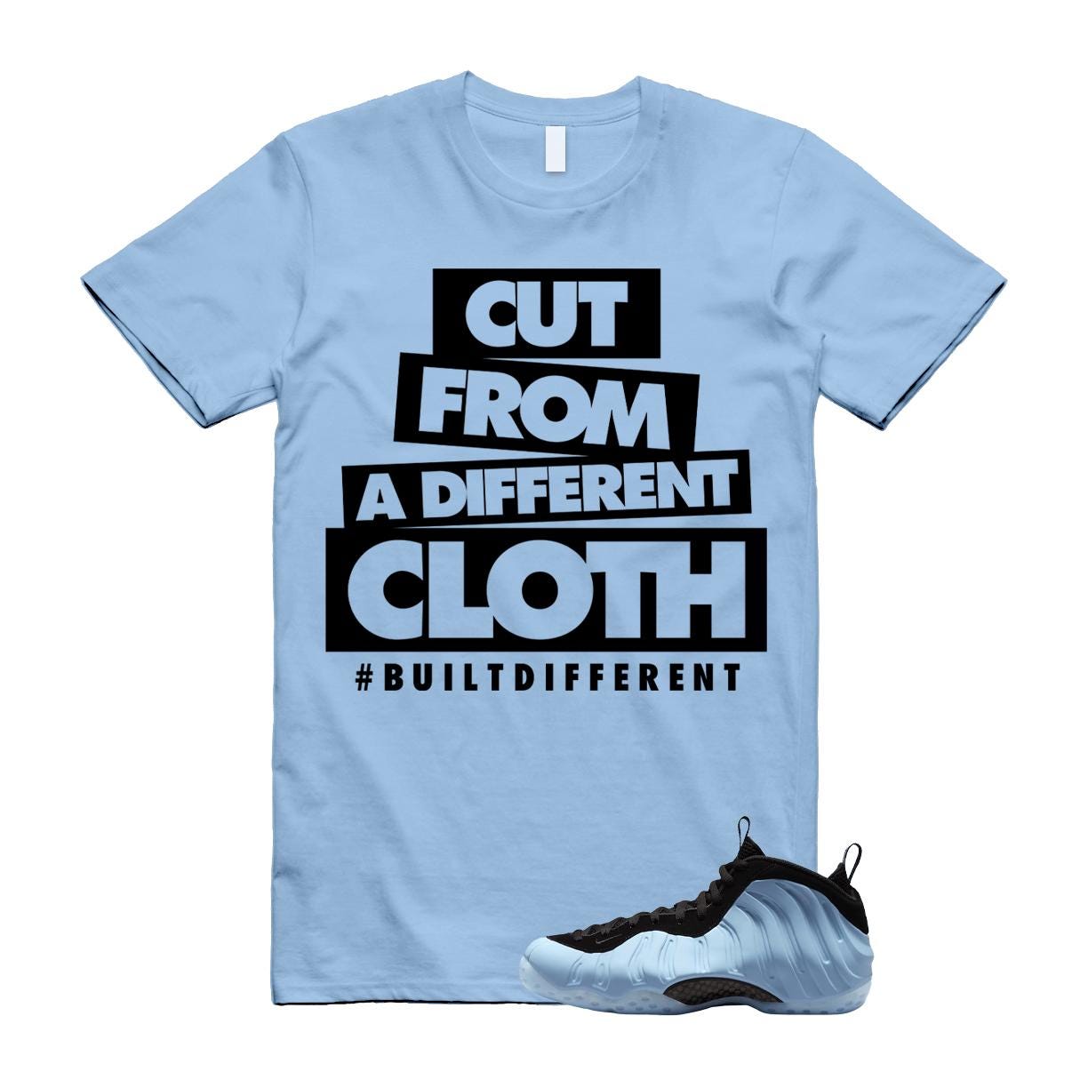 Foamposite Psychic Blue Black Air One T Shirt Match CLOTH
