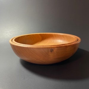Hand Turned Cherry Wood Bowl: Copper Inlay Home Decor (7.5&quot; Wide)