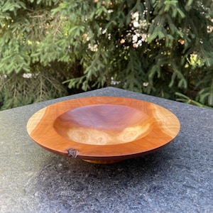 Hand Turned Cherry Wood Bowl: Home Decor Accent Piece (10.25&quot; Wide)