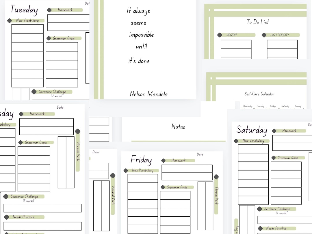 English Essentials Planner English Learning Lesson Planner A5 Second Language Notebook Foreign ...