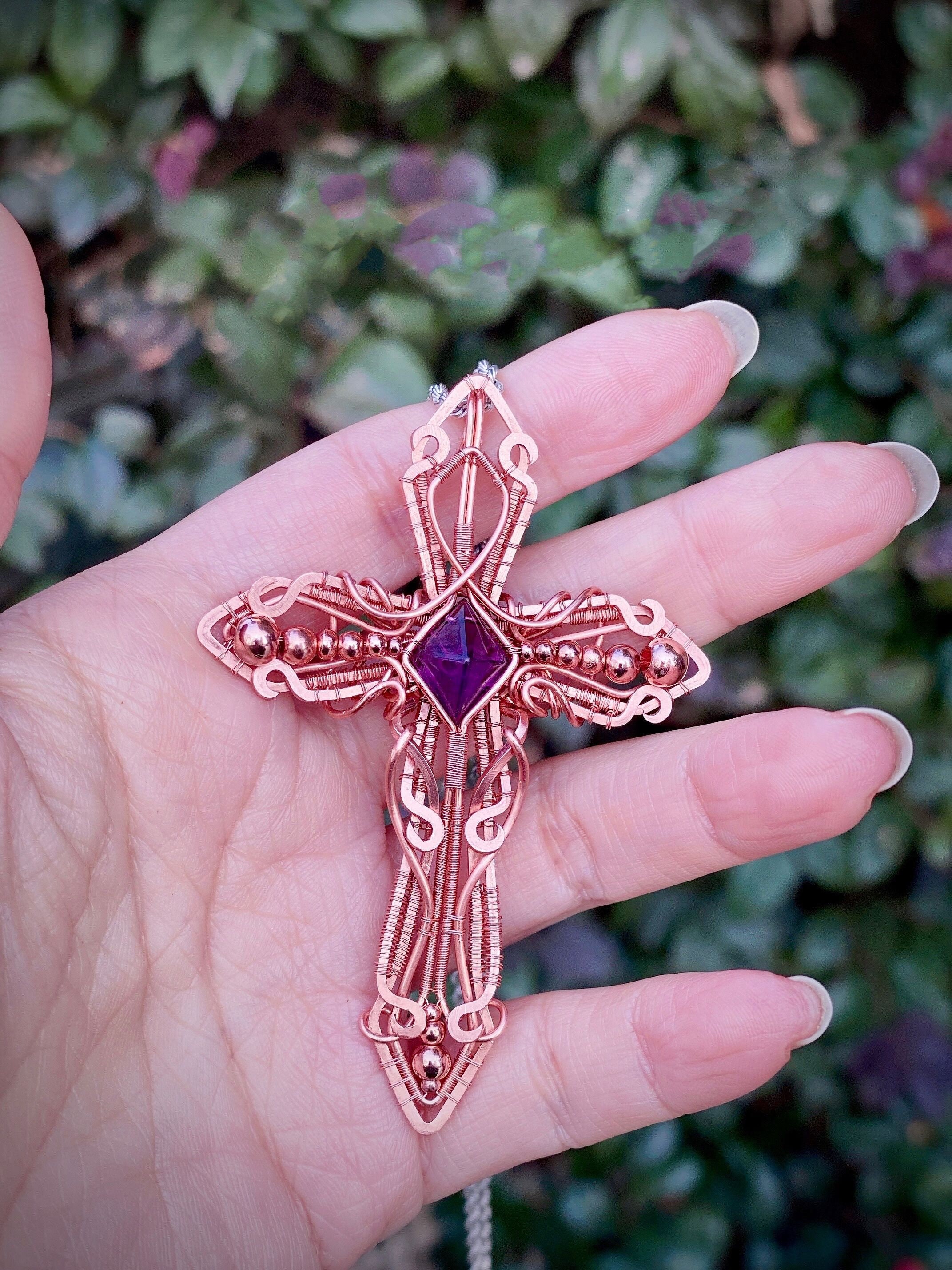 Wire wrapped cross pendant outlet