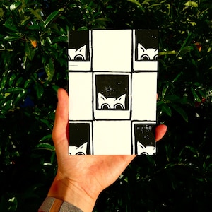 Postkarte "Polaroid Katze" l Linoldruck l handgemachte Unikate l Din A6 l Grußkarte