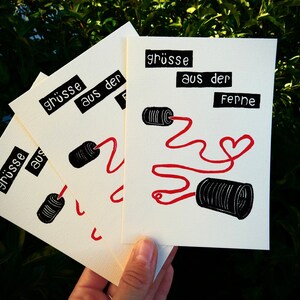 Postkarte "Dosentelefon" ll Linoldruck ll Din A6 ll handgemachte Unikate