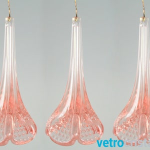 Set 3 pieces Flower pendant 7 cm antique pink color in fogo for Murano glass chandelier, replacement for Venetian chandeliers