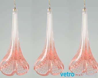 Set 3 pieces Flower pendant 7 cm antique pink color in fogo for Murano glass chandelier, replacement for Venetian chandeliers