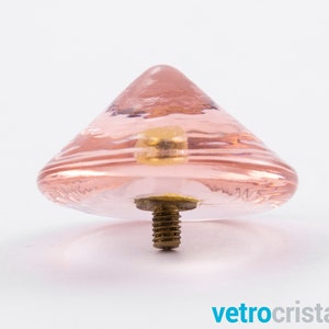 Set 3 pieces Handle knob pink tip diameter 35 mm Murano glass knob with M4 male thread made in Italy