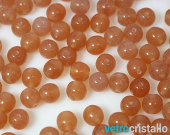 Lot 200 round amber opal glass beads Ø6 mm with central hole