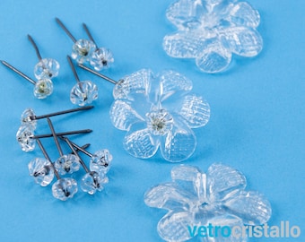 Set with Murano glass head nails and handmade clear glass rosettes
