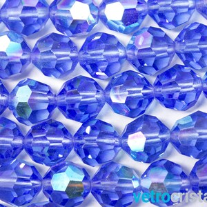 100 gr Czech bead 9 mm English cut transparent blue with through hole for DIY bijoux