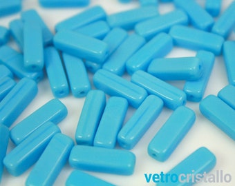 Introducing glass beads, original vintage, crushed rectangular in light blue color