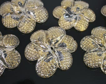 Rosetón floral de cristal de Murano color oro hecho a mano Ø50 mm con orificio central, decoración y reemplazo de lámpara