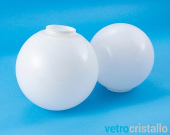 Sfera in vetro soffiato vintage bianco lucido per ricambio lampadari