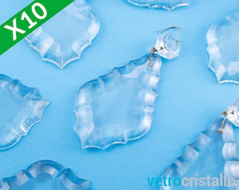 Set 10 pcs Bohemia beveled glass plaque pendant height 90mm with crystal octagon