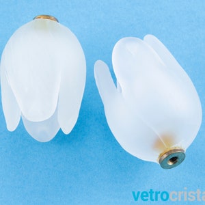 Set 3 pcs Handle knob tulip crystal frosted height 40-50mm Murano glass with M4 female thread