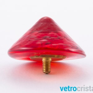 Set 3 pcs Handle knob red tip diameter 35 mm Murano glass knob with M4 male thread