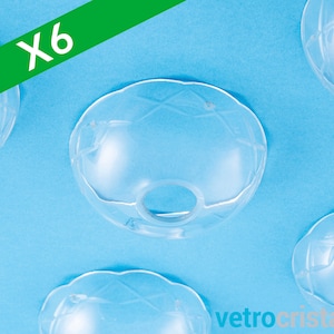 Set 6 pcs Bobeche Bohemia crystal bowl diameter 9 cm, 5 side holes, for 1960s chandelier chandelier restorations