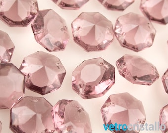 Lot 100 pieces Octagon 20 mm Venetian glass pure amethyst color, 2 holes