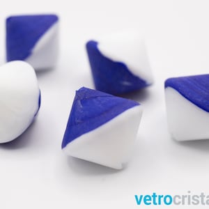 Lot 5 bicone beads in 18 mm frosted Murano glass paste color white/blue