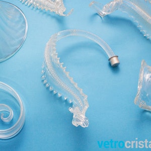 Murano-glas lågt blad: Del av transparent kristallkrona (Ø10 cm)