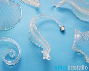 Murano Glas Niedrige Blatt Ersatz: Transparent Kristall Kronleuchter-Teil (Ø10 cm)