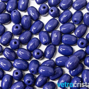 100 gr 6mm  blue polished paste vintage pearl made in Czech Republic with through hole for DIY bijoux