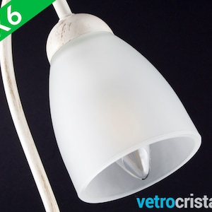 Lot 6 pcs Cup bell shade replacement chandelier smooth frosted white glass. Hole Ø30 mm, for table lamp
