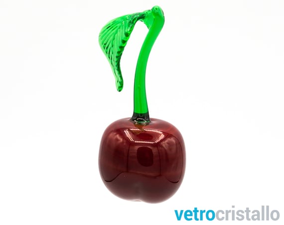 Pendente ciliegia rossa, frutto in vetro di Murano a lume
