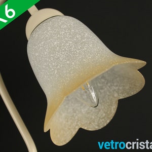 Lot 6 Stück Glockenschale 6 runde Spitzen Ersatz Lampenschirm Glasschirm hohl Wirkung schattiert Bernsteinweiß. Loch Ø 3 cm, für Tischlampe