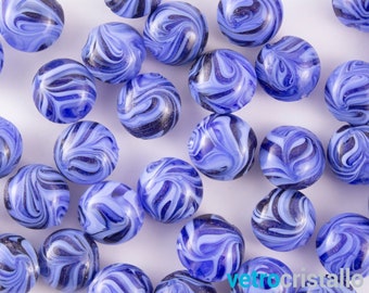 Lot de 5 pièces perle schissa en verre de Murano Ø14 mm couleur pervenche, lapis et aventurine bleue