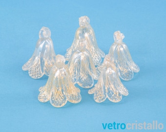 Set 6 pcs Flower bell pendant Murano glass golden crystal, replacement for Venetian chandeliers