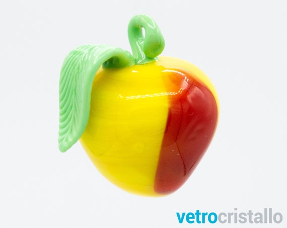 Pendente mela multicolore, frutto in vetro di Murano a lume