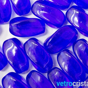 100 gr x Vintage 18mm blue polished paste pearl made in Czech Republic with through hole for DIY jewelry.