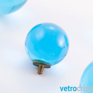 Set 3 pcs Vintage turquoise color ball knob handle 30mm diameter Murano glass knob with M4 male thread