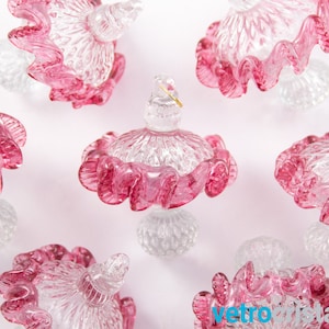 Handcrafted drop pendant for Murano glass crystal and ruby chandelier, replacement for Venetian chandeliers