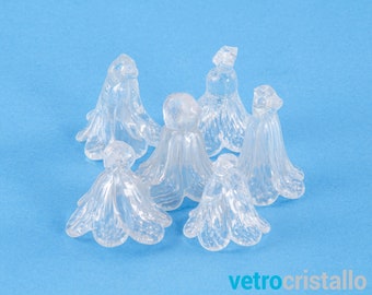 Set 6 pcs Flower bell pendant Murano glass crystal clear, replacement for chandeliers