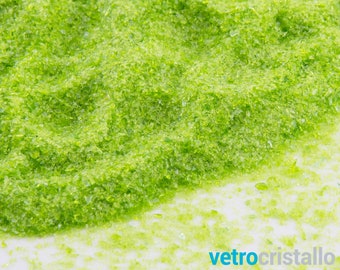 Graniglia di vetro media 500gr colore verde erba chiaro COE 104 granulometria 2-3 mm