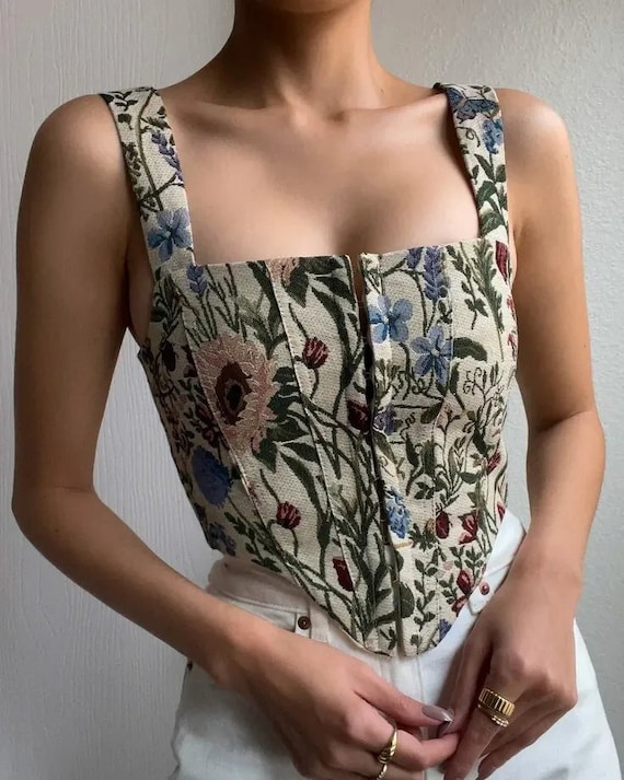 Floral Tapestry Corset Top, Lace Corset Top, Bustier Corset Top