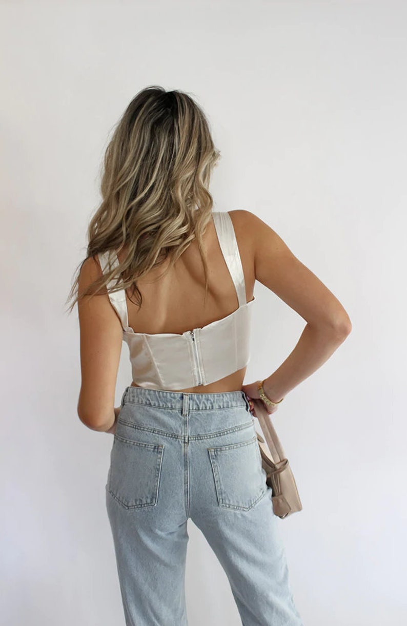 Satin Corset Top Plus Size Bustier Y2k Top Silk Crop Top Etsy