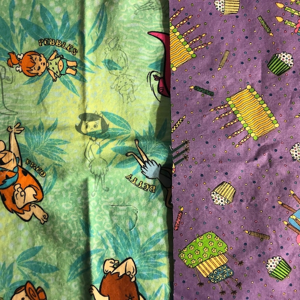 Quilting/Craft Material - Lot of 2 Pieces- Flintstones/Birthday - FREE SHIPPING