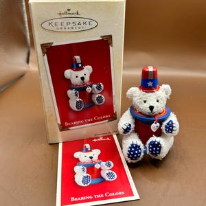 Hallmark Keepsake Ornament-Bearing the Colors-2003-In Original Box-Patriotic Bear Ornament-FREE SHIPPING