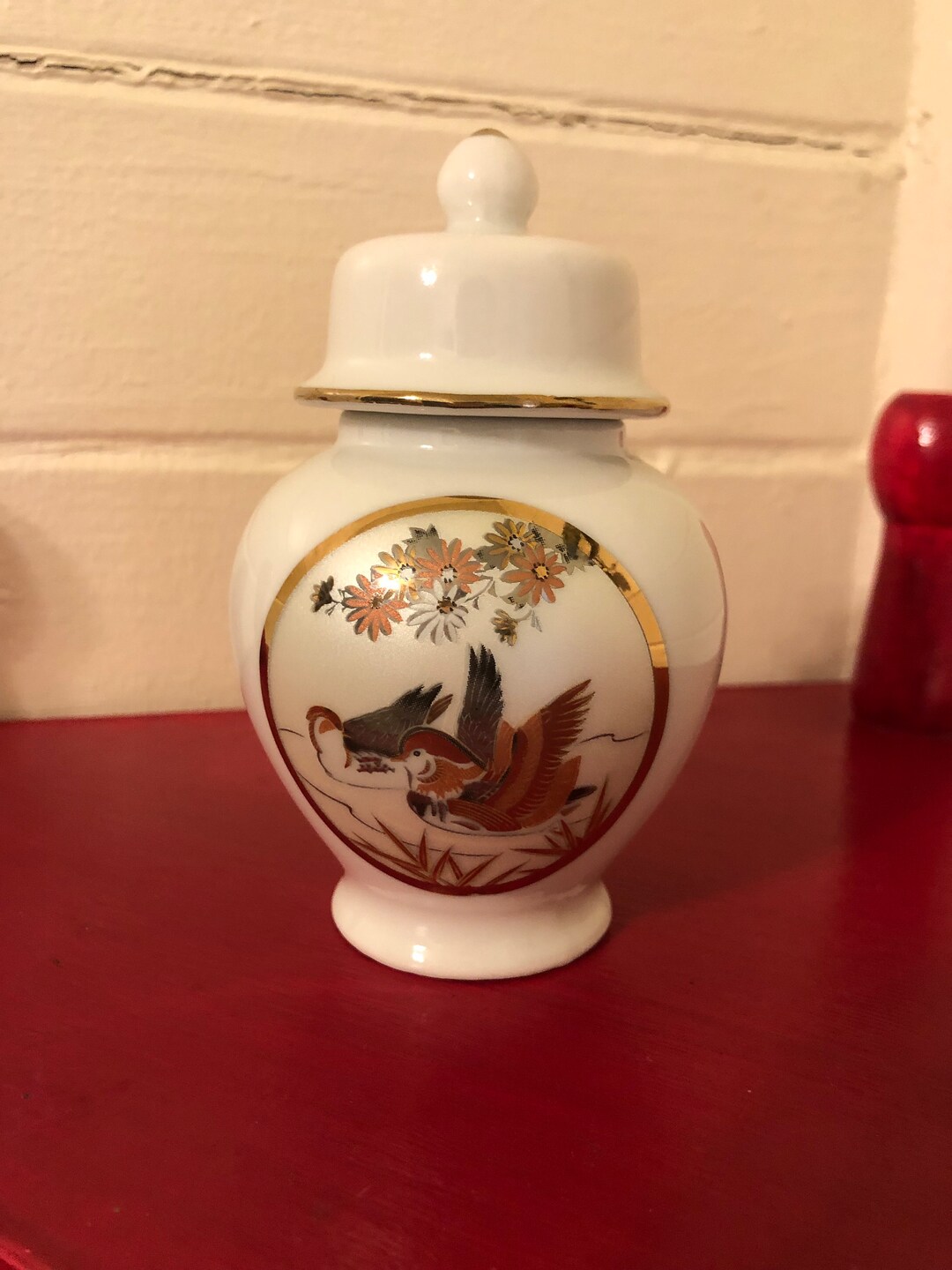 Vintage Japan Small Ginger Jar Gold Enhanced Birds FREE Etsy